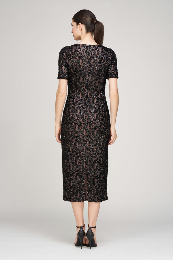 Js Collections Farrah Tea Length Dress Blk/Blush