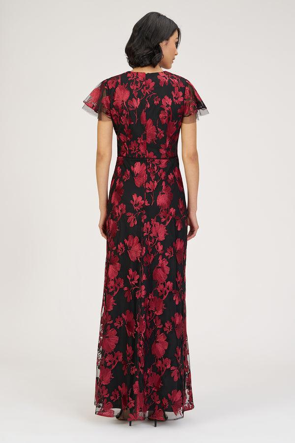 Js Collections Fauna V-Neckline Gown Red/Black