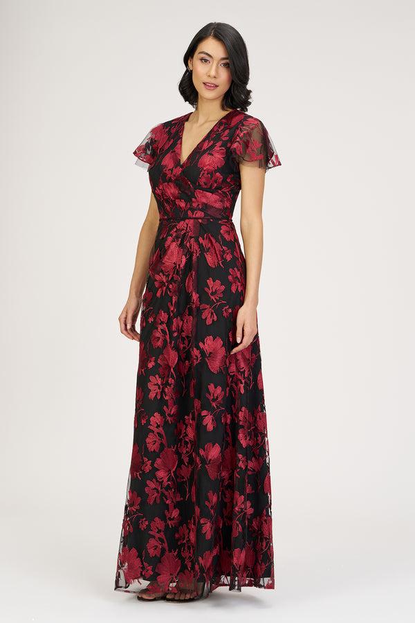 Js Collections Fauna V-Neckline Gown Red/Black