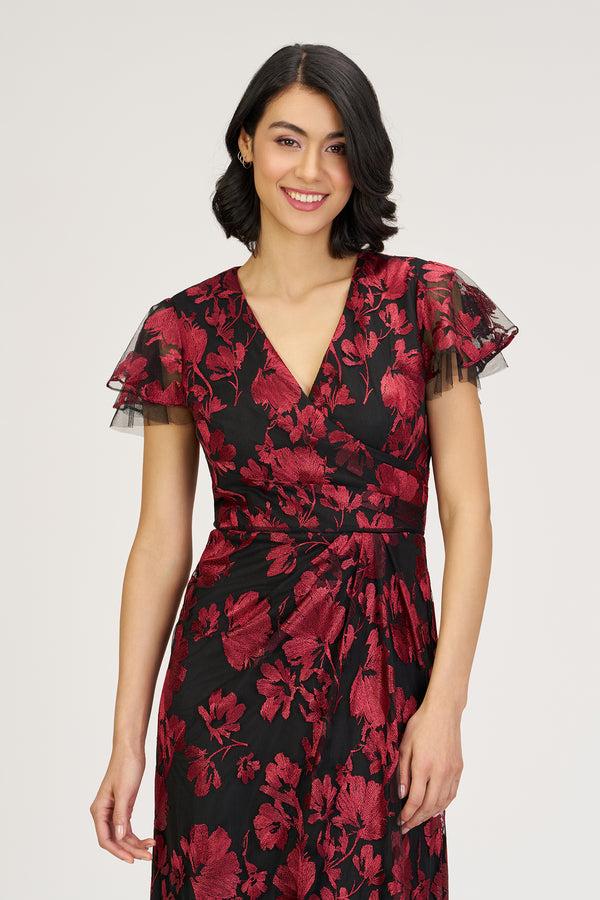 Js Collections Fauna V-Neckline Gown Red/Black