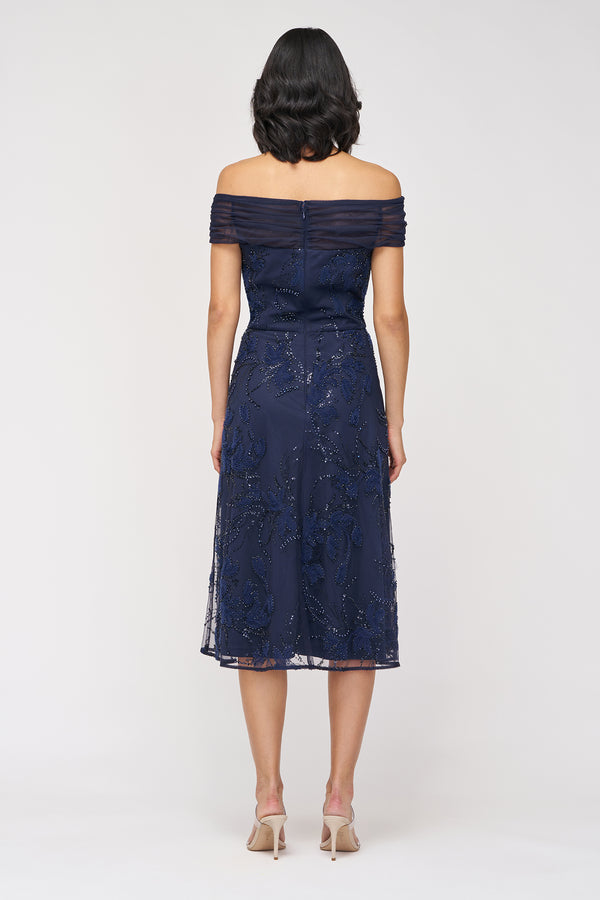 Js Collections Gemma Off Shoulder Cocktail Navy