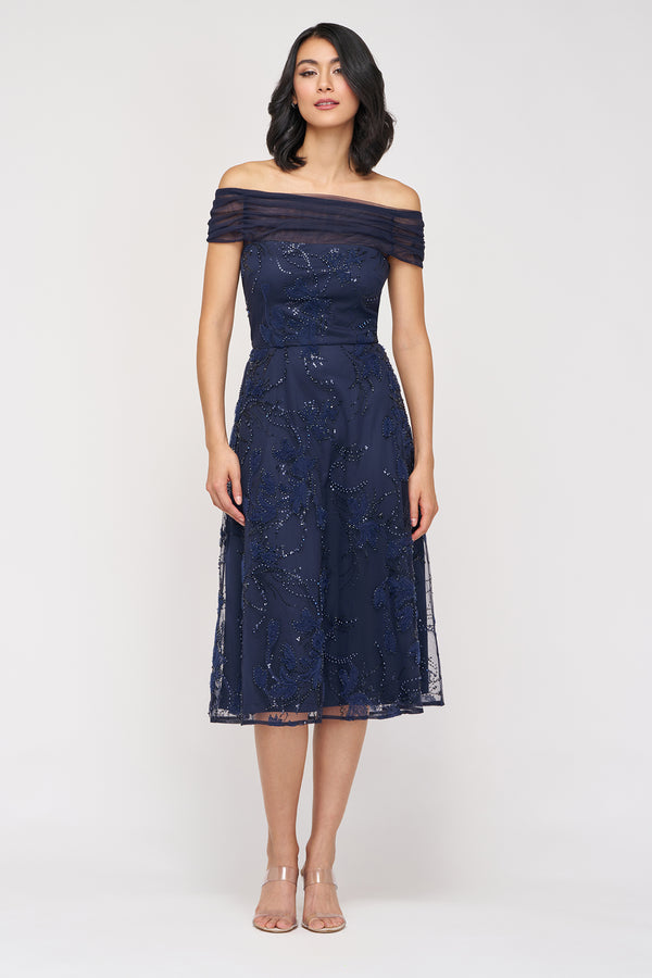 js collections Gemma Off Shoulder Cocktail Navy