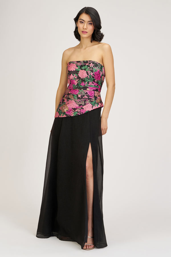 Js Collections Genesis Strapless Gown Black Multi