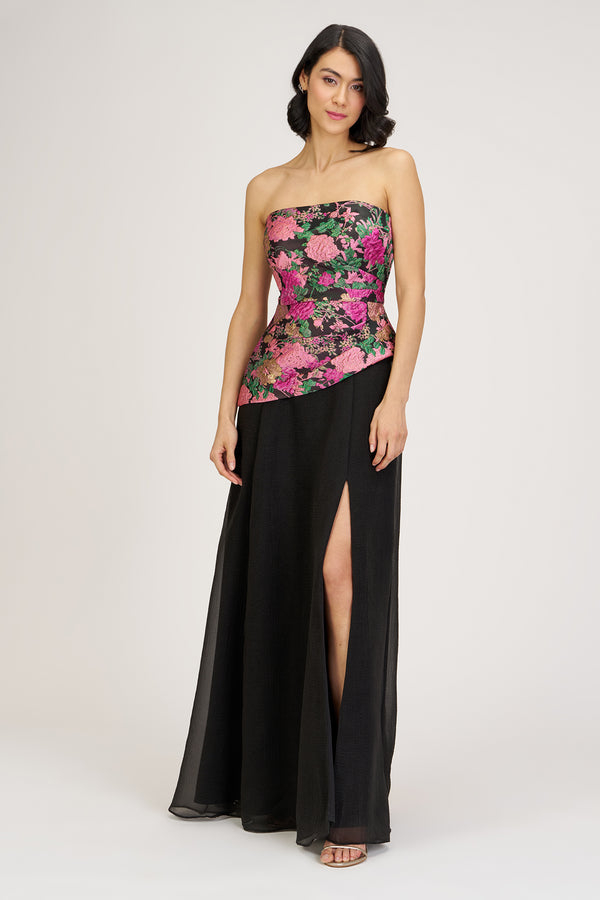js collections Genesis Strapless Gown Black Multi