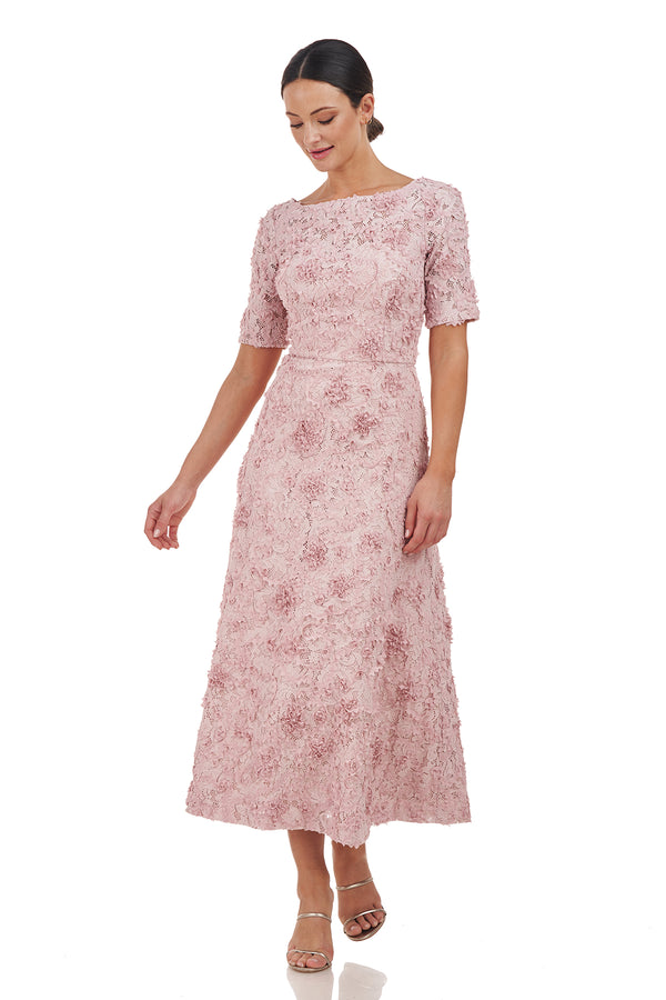 Js Collections Jenni Lace Tea Length Dress Lilac