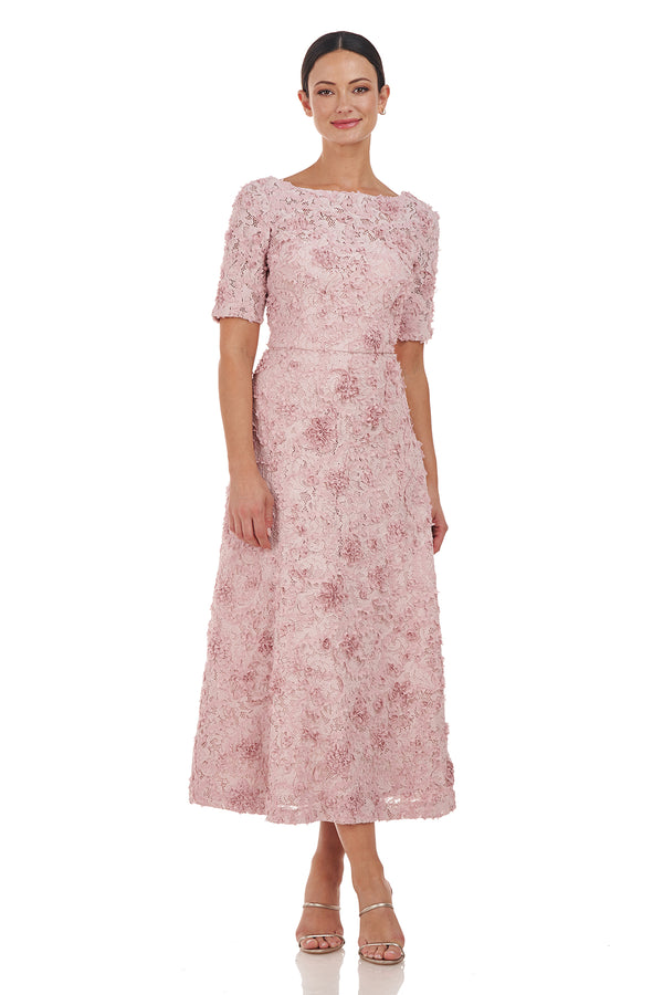 js collections Jenni Lace Tea Length Dress Lilac