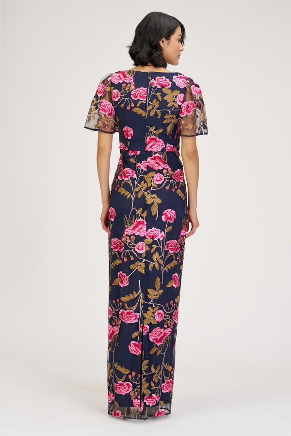 Js Collections Kristine Column Gown Navy Multi