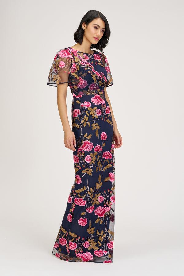 Js Collections Kristine Column Gown Navy Multi