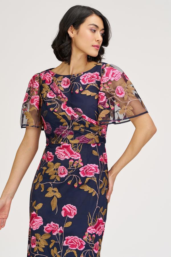Js Collections Kristine Column Gown Navy Multi