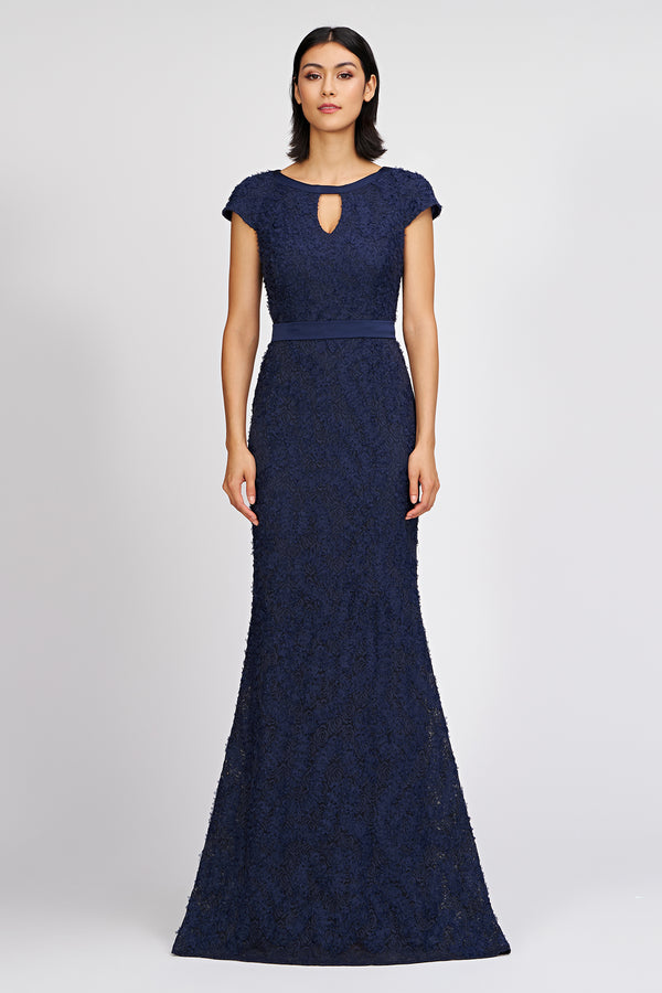 js collections Leigh Keyhole Mermaid Gown Navy