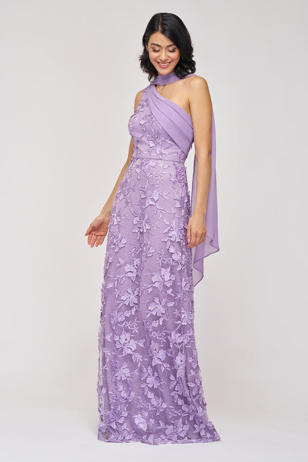 Js Collections Nola Chiffon Drape Gown Lilac