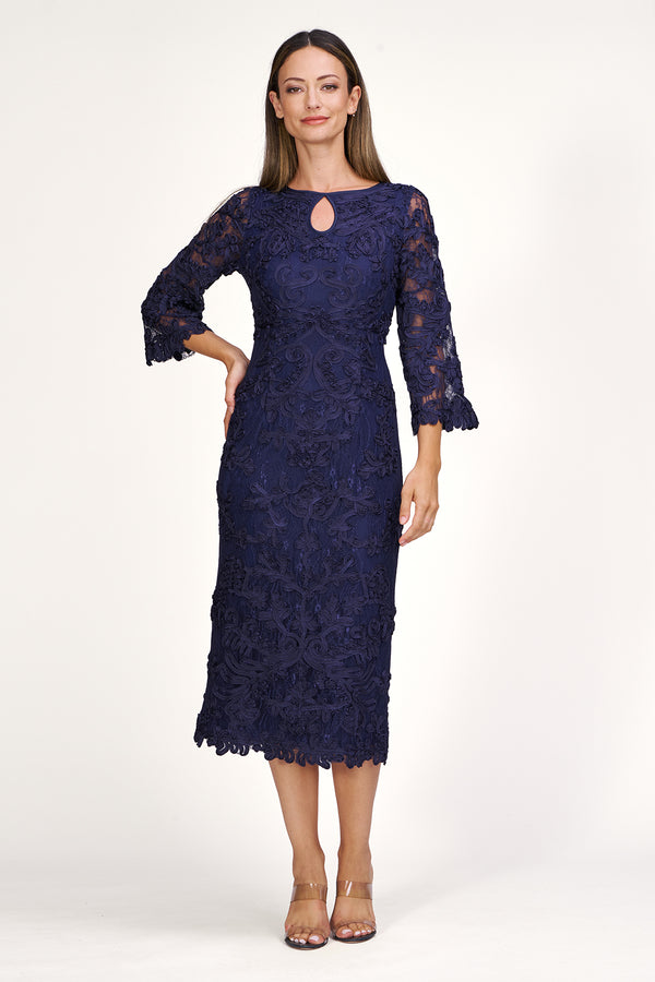 Js Collections Perla Soutache Midi Navy