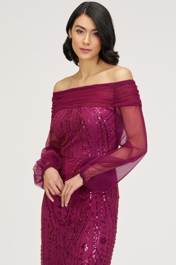 Js Collections Savannah Column Gown Raspberry