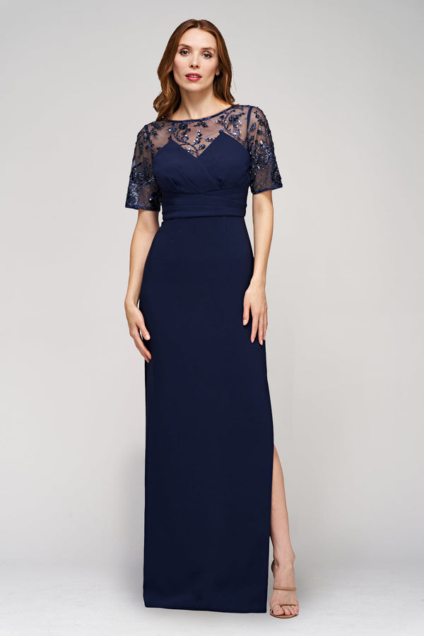 js collections Vanessa Column Gown Navy