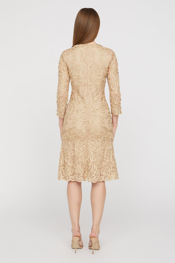 Js Collections Violette Soutache Dress Gold