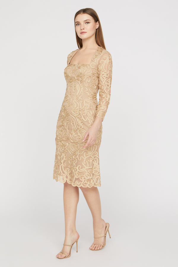 Js Collections Violette Soutache Dress Gold