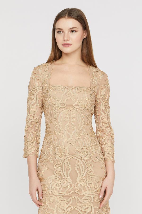 Js Collections Violette Soutache Dress Gold
