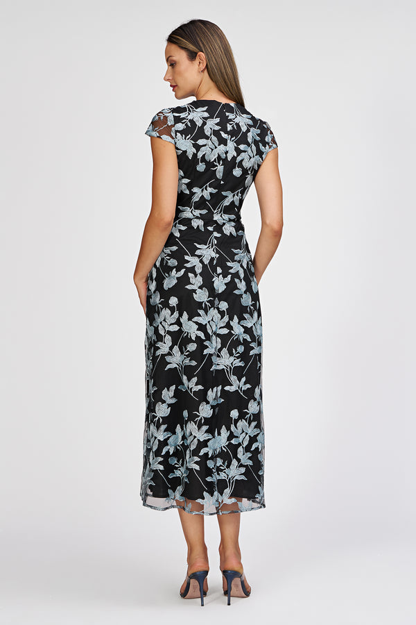 Js Collections Yvette Tea Length Dress Black/Sea