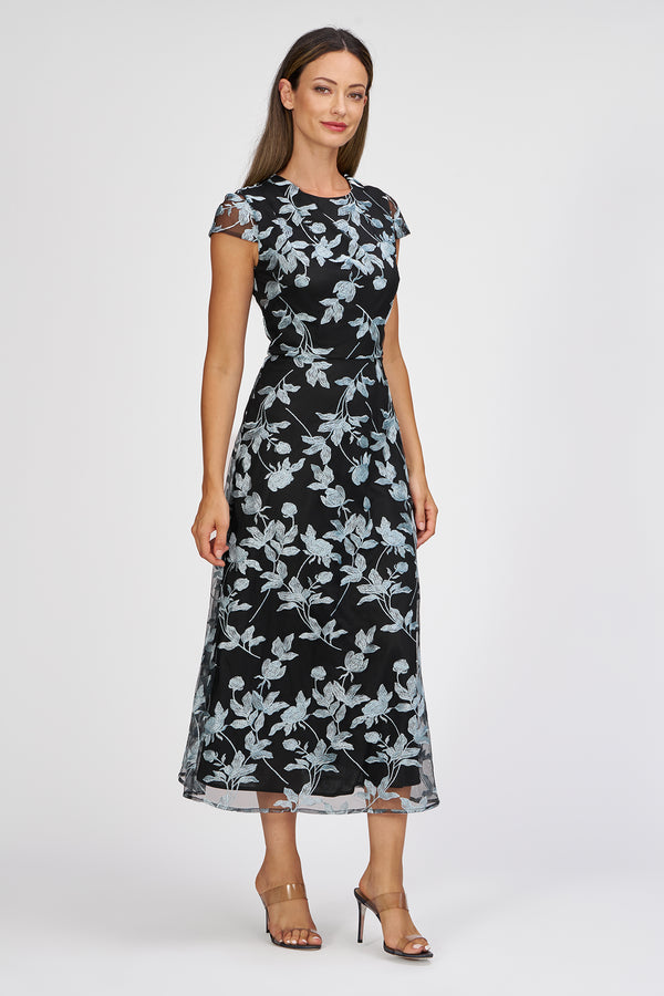 Js Collections Yvette Tea Length Dress Black/Sea