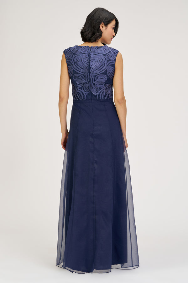 Js Collections Keira Mixed Soutache Gown Black Iris