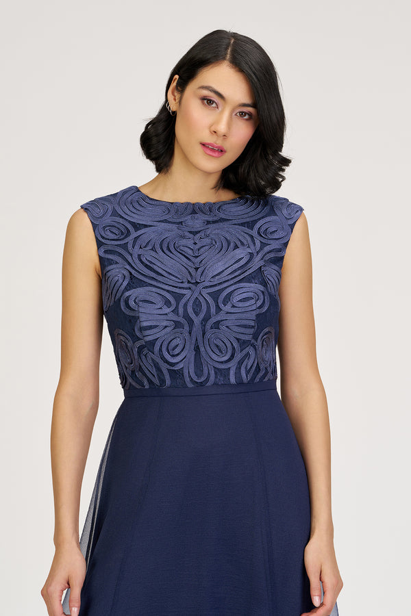 Js Collections Keira Mixed Soutache Gown Black Iris