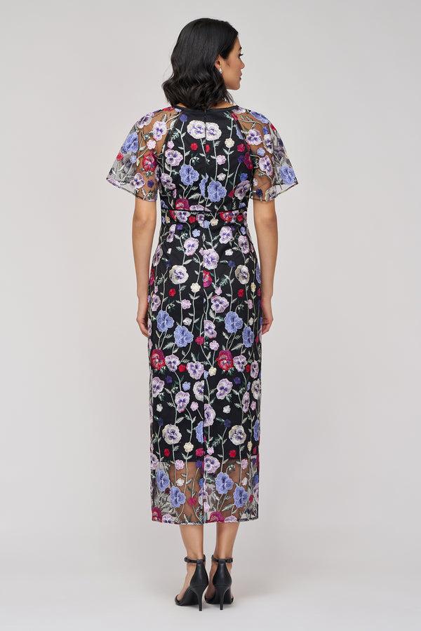 Js Collections Lacey Tea-Length Cocktail Black/Multi