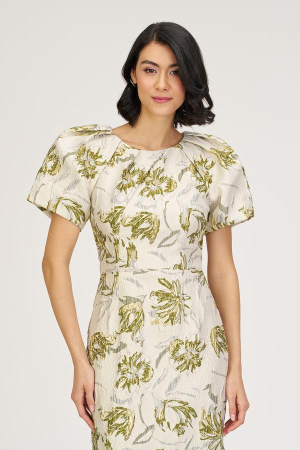 Js Collections Penny Ankle Jacquard Gown Green/Egret