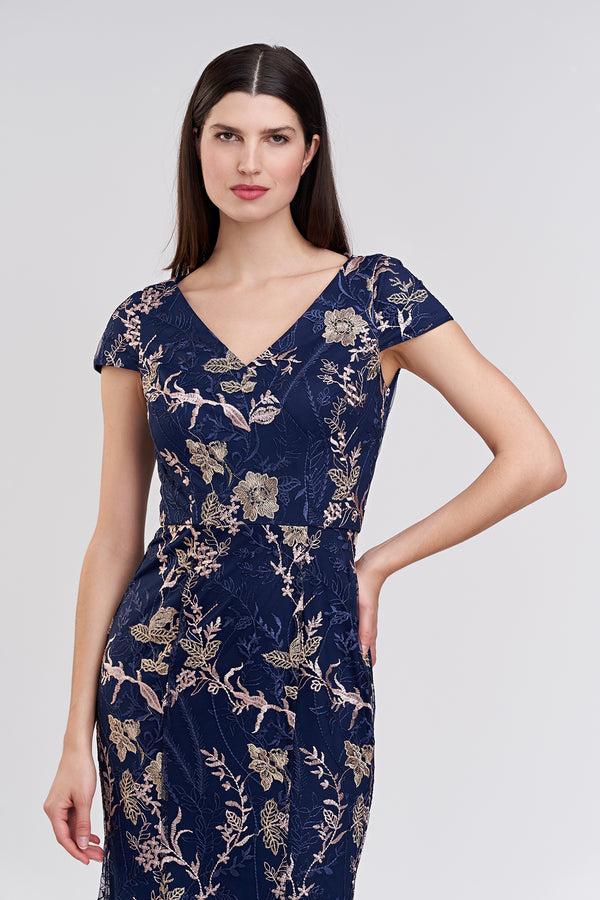 Js Collections Zara Flutter Mermaid Gown Navy/ Blush