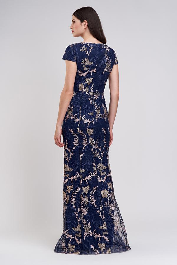 Js Collections Zara Flutter Mermaid Gown Navy/ Blush
