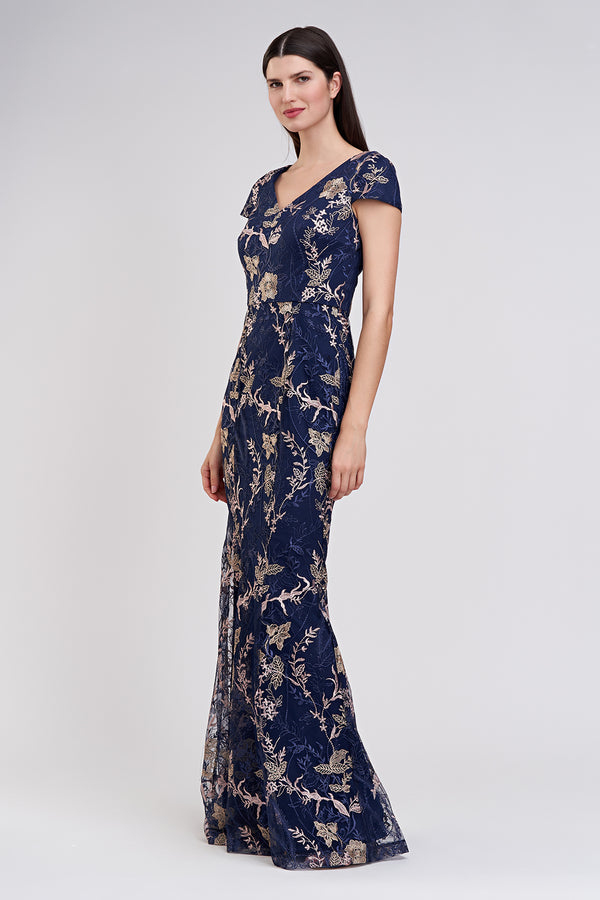 Js Collections Zara Flutter Mermaid Gown Navy/ Blush