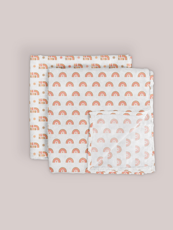Ju Ju Be 2-Pack Square Swaddle Blanket Set - Be Kind Rainbows