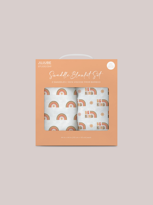 ju ju be 2-Pack Square Swaddle Blanket Set - Be Kind Rainbows