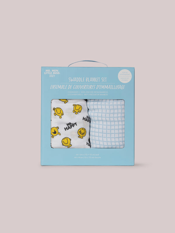 ju ju be 2-Pack Square Swaddle Blanket Set - Mr. Happy™