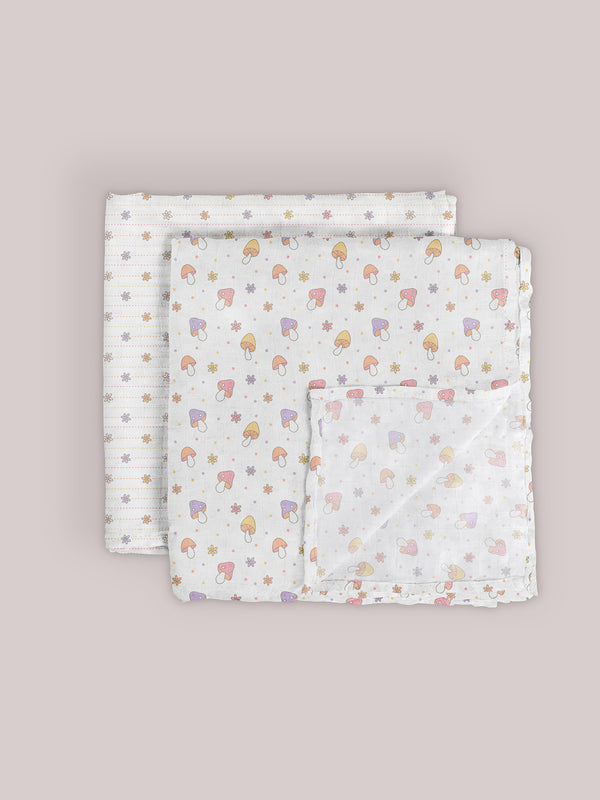 Ju Ju Be 2-Pack Square Swaddle Blanket Set - Mushy Love
