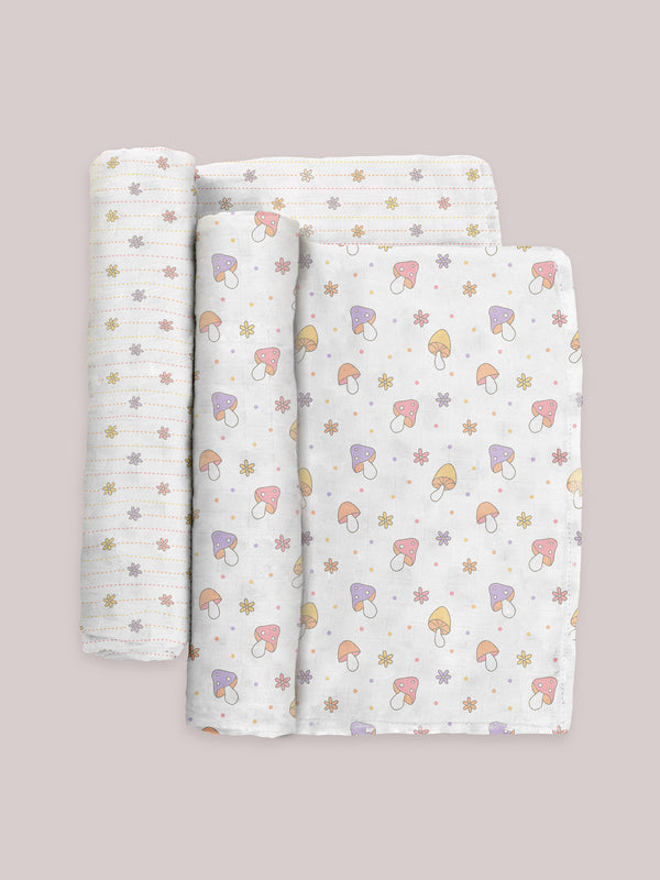 Ju Ju Be 2-Pack Square Swaddle Blanket Set - Mushy Love
