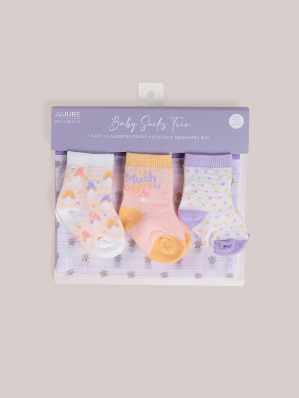ju ju be 3-Pack Soft Durable Baby Socks Set - Mushy Love