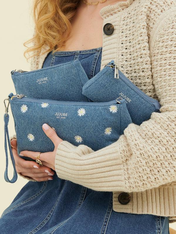 Ju Ju Be 3-piece Pouch Clutch Purse Set - Denim & Daisies
