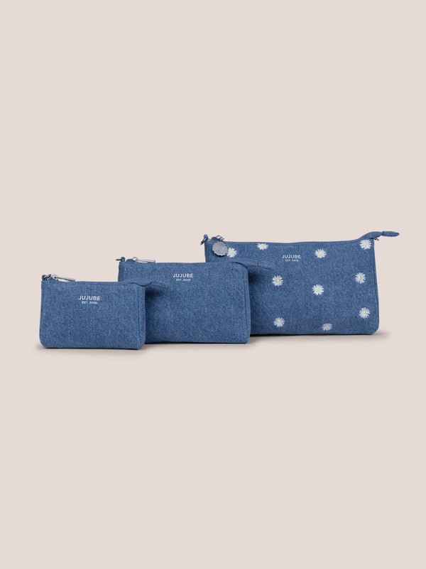 ju ju be 3-piece Pouch Clutch Purse Set - Denim & Daisies