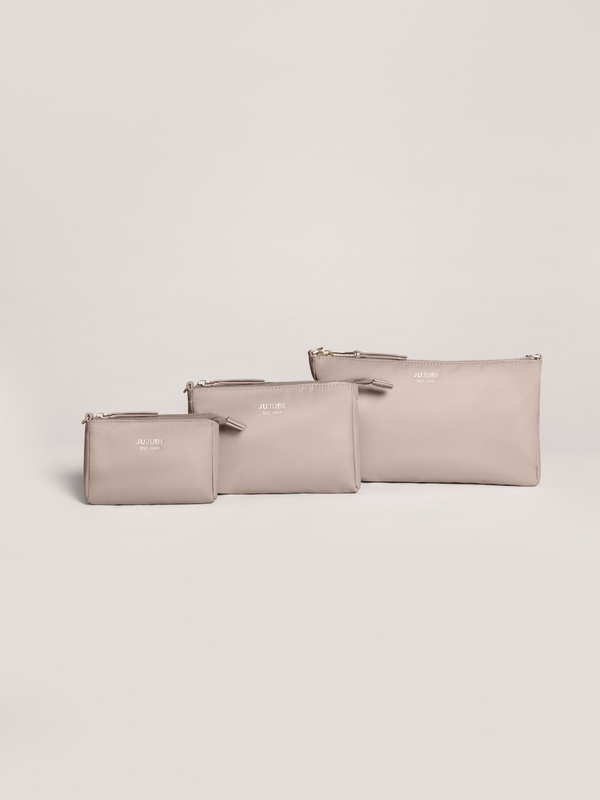 ju ju be 3-Piece Pouch Clutch Purse Set - Taupe
