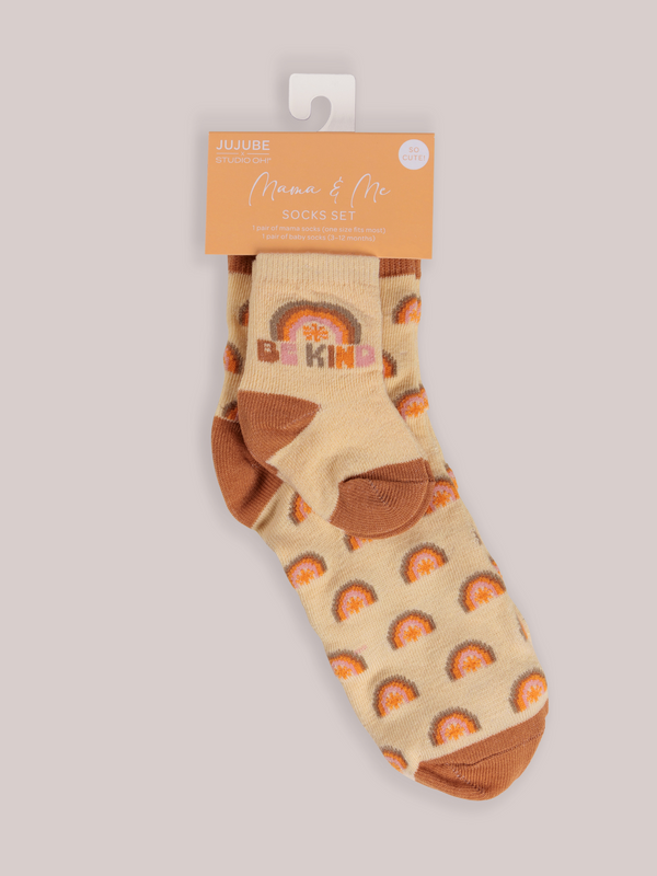 ju ju be Mama & Me Matching Socks Set - Be Kind Rainbows