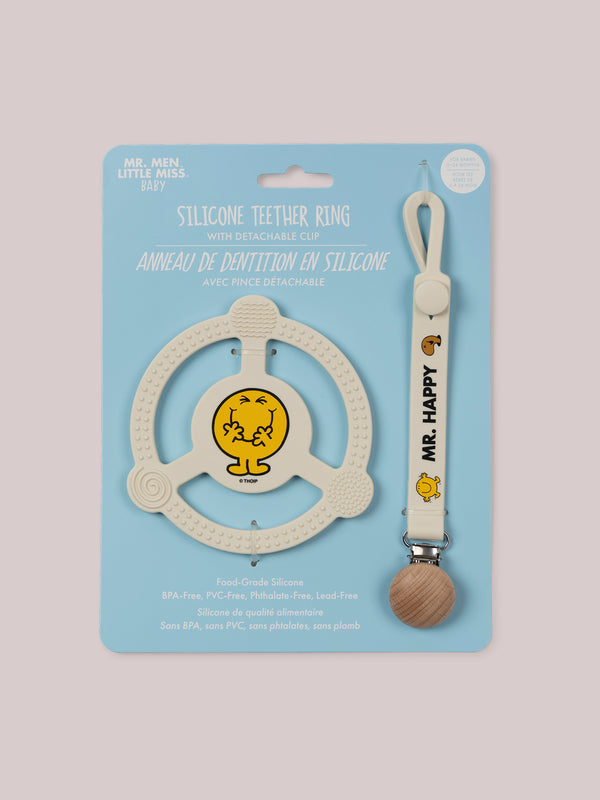 ju ju be Silicone Teether Ring & Detachable Clip - Mr. Happy™