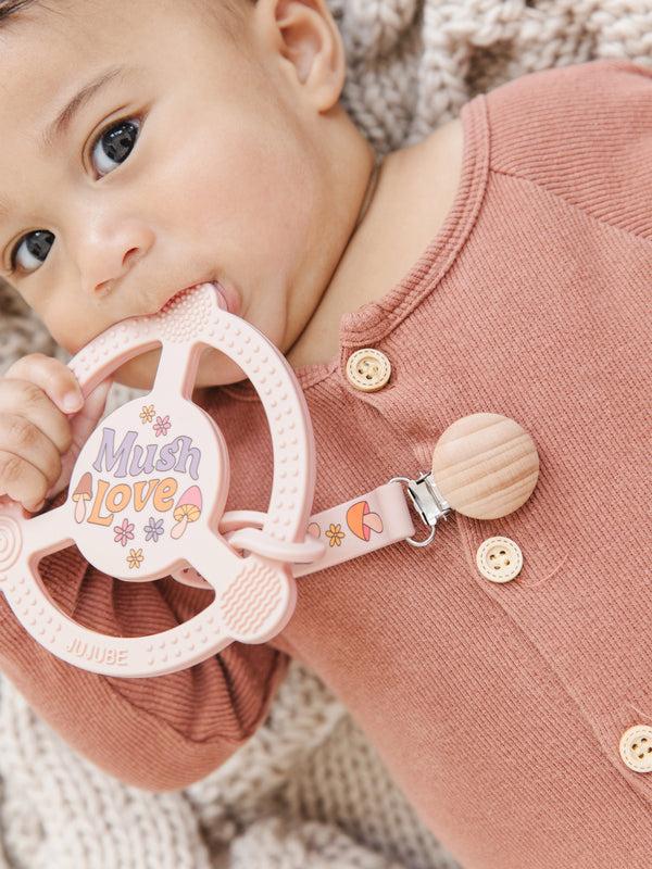 Ju Ju Be Silicone Teether Ring & Detachable Clip - Mushy Love