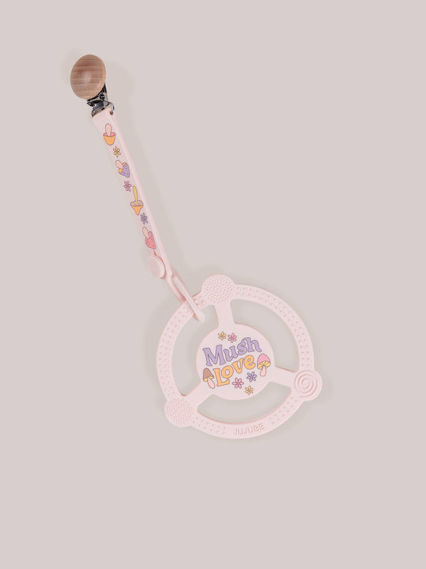 Ju Ju Be Silicone Teether Ring & Detachable Clip - Mushy Love