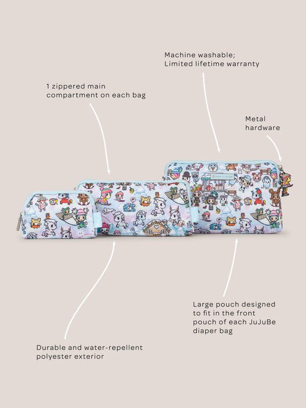 Ju Ju Be Tokidoki Snow Day Be Set 3-Piece Pouch Set — Ice Blue