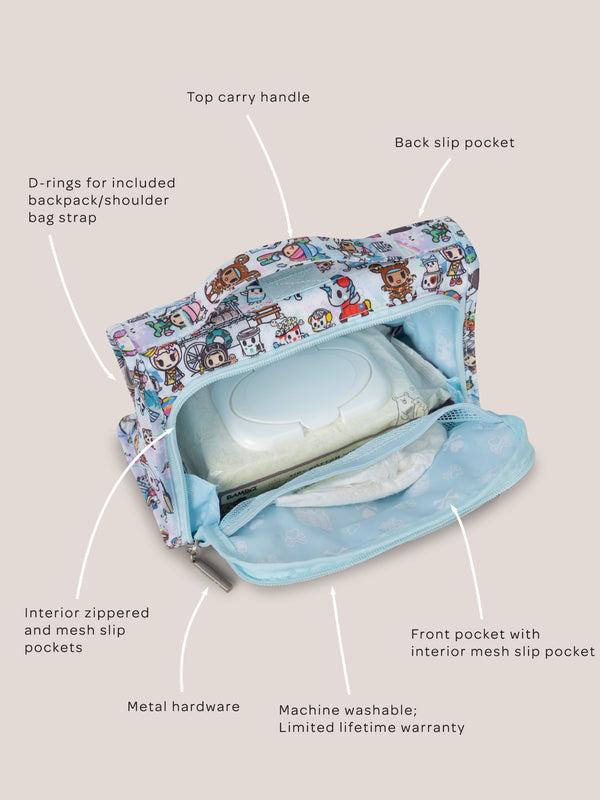 Ju Ju Be Tokidoki Snow Day Bestie Small Messenger Handbag Backpack — Ice Blue
