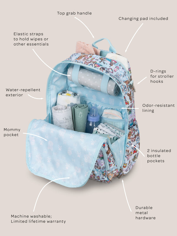 Ju Ju Be Tokidoki Snow Day Zealous Backpack Diaper Bag — Ice Blue