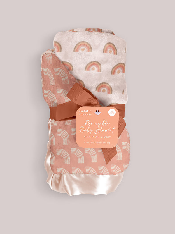 ju ju be Ultra-Soft Thick Reversible Baby Blanket - Be Kind Rainbows