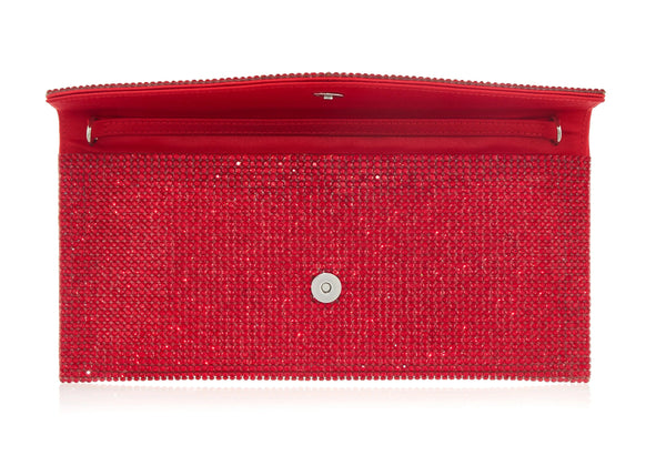 Judith Leiber Crystal Envelope Red Designer Handbag