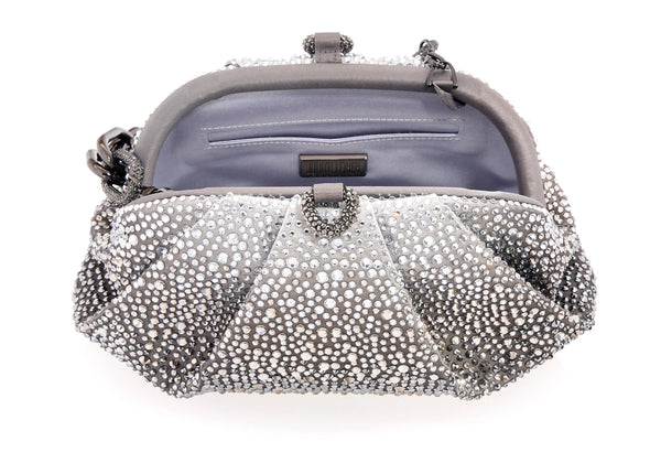 Judith Leiber Gemma Crystal Caviar Platinum Gradient