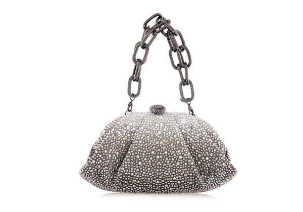 Judith Leiber Gemma Crystal Caviar Platinum Gradient